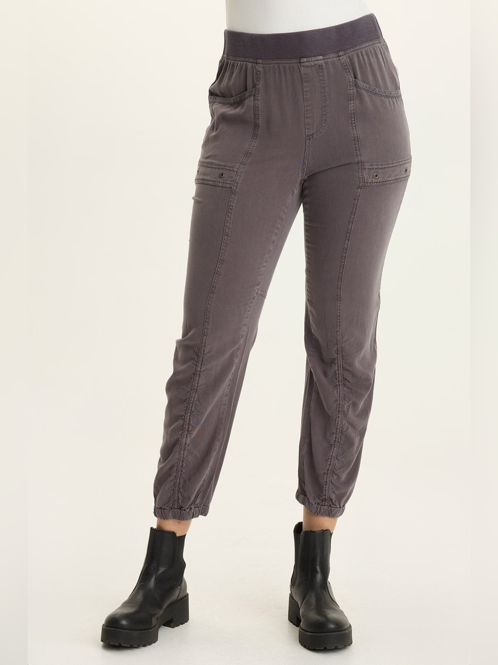 XCVI WEARABLES SQUIRE TWILL BANDED HEM CASUAL PANT Grey Sz M